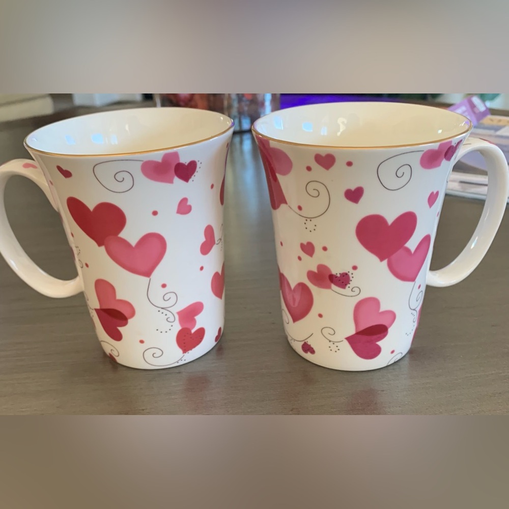 Valentine’s Day Coffee Mugs Set of Two Bone China